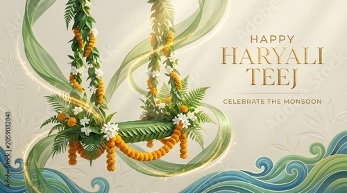 Haryali Teej - A joyful monsoon festival celebrating nature, greenery, prosperity, marital happiness, and traditional Indian culture.