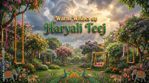 Haryali Teej - A joyful monsoon festival celebrating nature, greenery, prosperity, marital happiness, and traditional Indian culture.