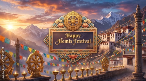A vibrant Buddhist festival in Ladakh featuring sacred Cham dances, colorful masks, monastery rituals, and spiritual traditions.