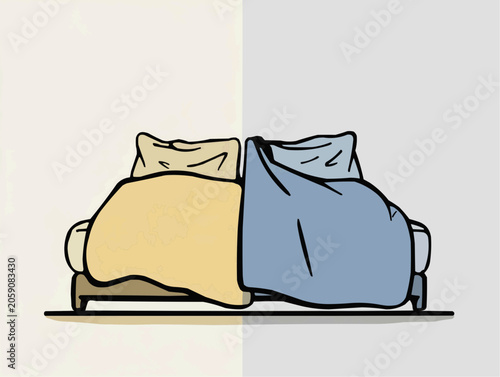 Two beds with soft blankets and plush pillows showing a cozy and comfortable sleeping arrangement for rest and relaxation