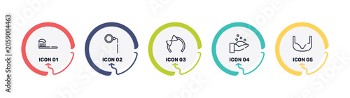 Schilderij op canvas for her outline icon set featuring brushing, monocle, hair tie, hygienic icons