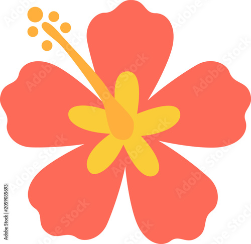 Colorful Hibiscus Flower Design With Simple Features on a Plain Background