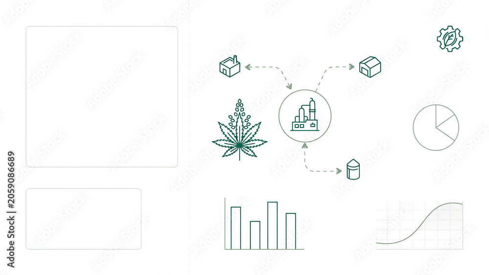 Naklejka premium Infographic representing cannabis cultivation processing and analysis with various charts and icons