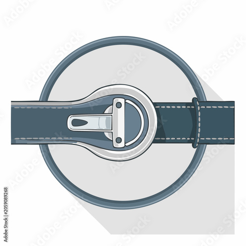 Close-up of a Blue Leather Belt Buckle and Strap
