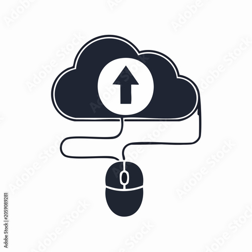 Cloud Upload Icon with Computer Mouse
