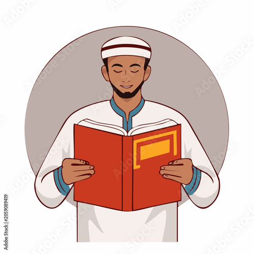 Muslim Man Reading a Book