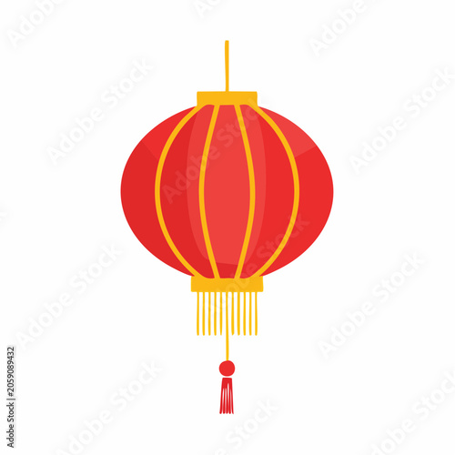 Red Chinese Lantern with Yellow Accents