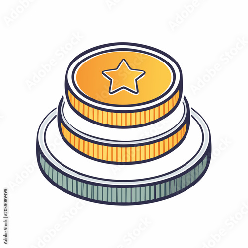 Stack of Gold Coins with Star Emblem