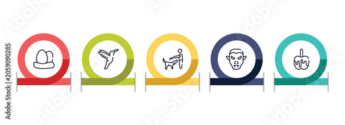 Tablou pe pânză halloween outline icon set featuring egg, hummingbird, man combing a dog, vampire icons