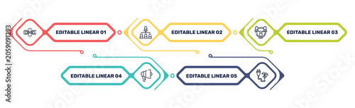 Bild auf Leinwand general outline icon set featuring chain, hr strategy, business networking, agitation icons