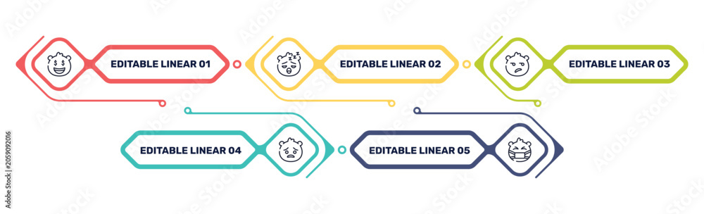 Εκτύπωση καμβά emoji outline icon set featuring rich emoji, sleeping emoji, disappointed pouting icons