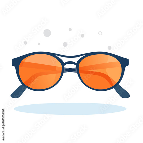 Flat design sunglasses with orange lenses