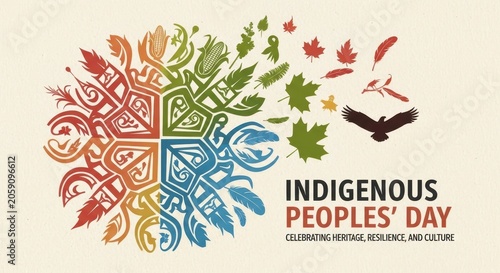 Indigenous Peoples Day colorful vector illustration