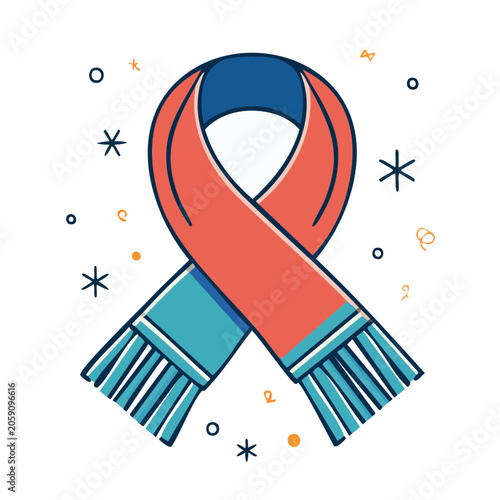 Flat design winter scarf with snowflakes