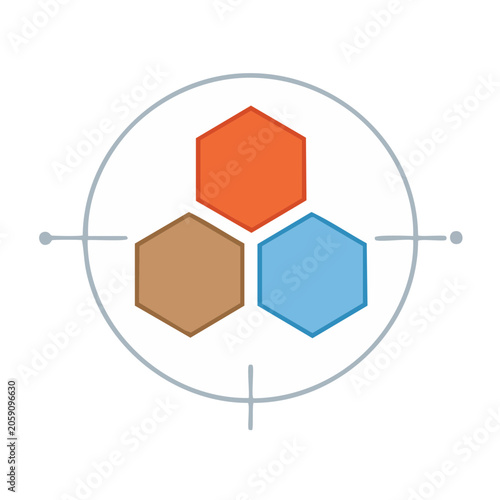 Hexagon Cluster with Target Crosshair Icon