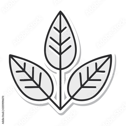 Minimalist Three Leaves Icon with Transparent Background