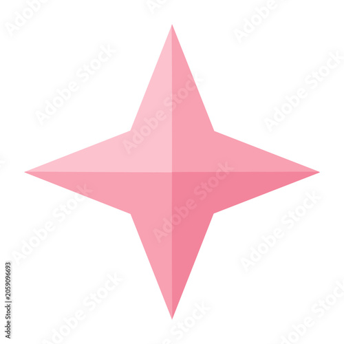 Pink four pointed star vector icon