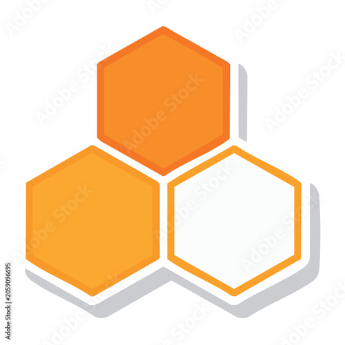Orange and white hexagon cluster icon