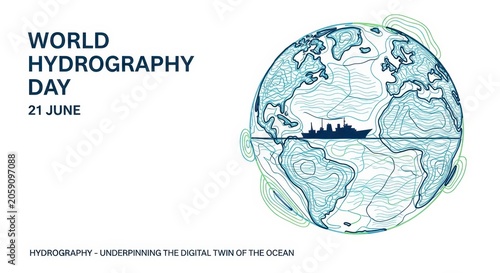 World Hydrography Day globe illustration with ship icon