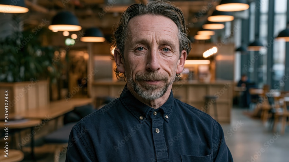 Fototapeta premium Neurodiversity Workplace Middle Aged British Man In Soft Light