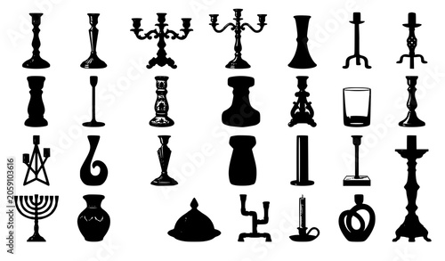 Canvas-taulu Candlestick Collection Vector Set with Vintage Modern and Decorative Candle Hold