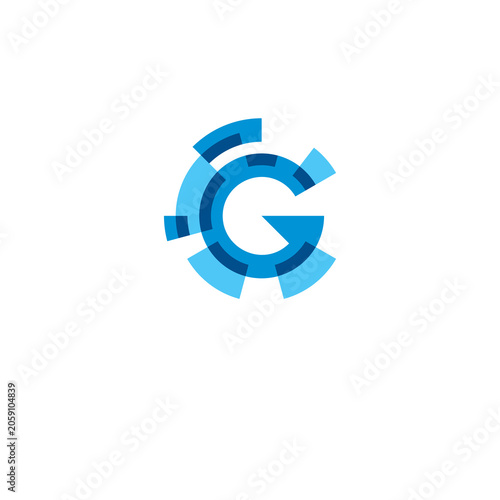 Initial letter G blue color for digital technology logo design inspiration