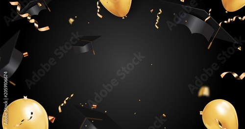 Принти на полотні Black and Gold Elegant Graduation