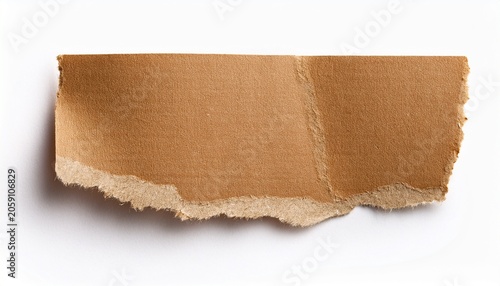 Piece Of Brown Paper Tear Isolated On White Background