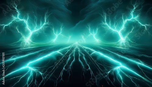 Abstract Background Of Teal Lightning
