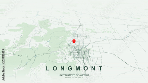 Canvastavla Modern minimalist vector map of Longmont, Colorado, USA