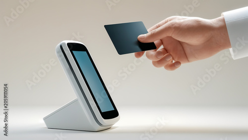 Contactless card payment transaction with modern payment terminal and seamless digital checkout experience featuring secure cashless purchasing financial technology and retail commerce concept