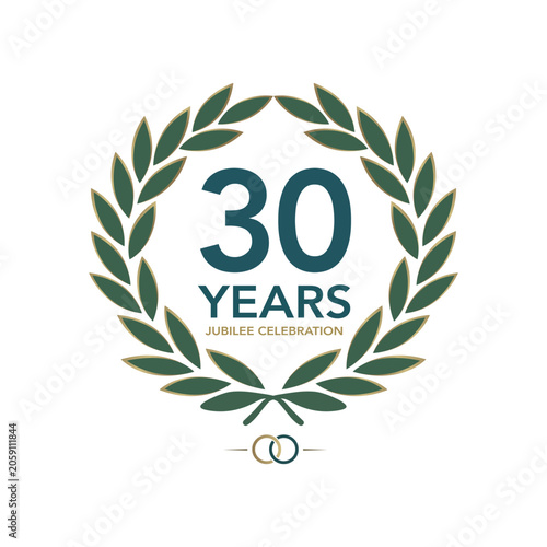 Bild auf Leinwand 30th Anniversary Celebration Logo Emblem Vector Illustration, Elegant Thirtieth