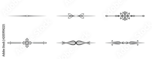 Valokuva Classic floral motifs and symmetrical leaf dividers for book typesetting and print media