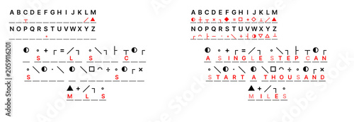 Vászonkép Symbol cryptogram featuring famous saying about overcoming obstacles, icon lette