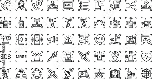Konstfotografi Emergency Communication and Public Alert Systems Icon Set