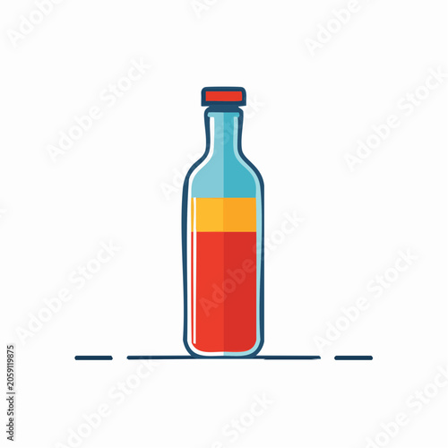 Stylized illustration of a bottle with layered liquids