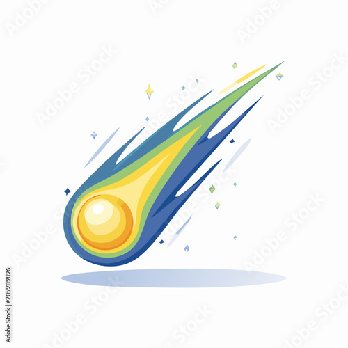 Stylized Meteoroid Streaking Through Space with Stars