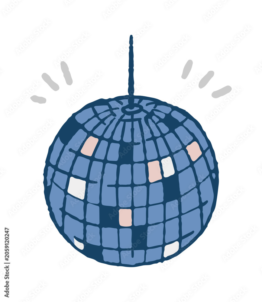 Obraz premium Disco Ball Hanging Party Doodle Style