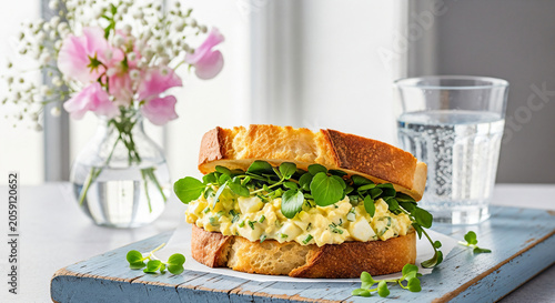 Egg Salad Sandwich Healthy Brunch On Crusty Sourdough Bread