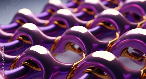 3D Purple Metallic Waves Glossy Abstract Pattern Graphic Background