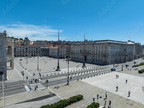 Trieste, Italy - June 2026: High angle view of Piazza Unita d'Italia square featuring Palazzo del Lloyd Triestino and the City Hall