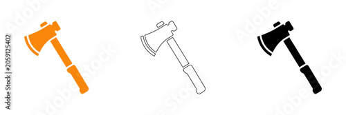 Foto Axe tool set color outline and silhouette variations for design and illustration