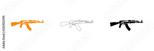 Fotografía Assault rifle icons in orange black and white