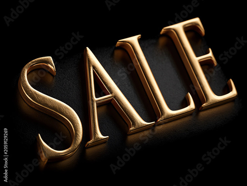 gold sale sign on plain background, marketing and advertisement sign	
