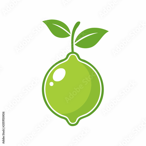 Green lime with leaves logo