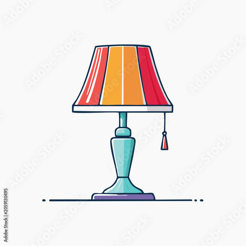 Retro Table Lamp with Striped Lampshade