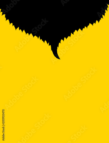 Black spiky abstract shape forming a stark contrast against a vibrant yellow background