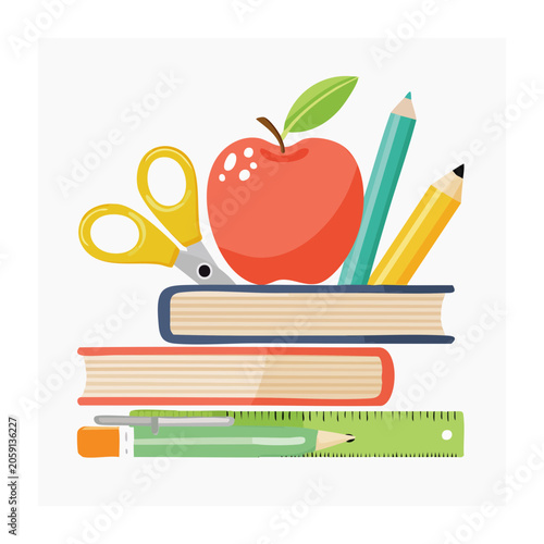 Flat design illustration of school supplies