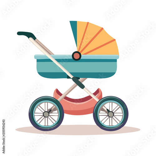 Illustration of a Vintage Baby Stroller