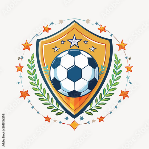 Soccer Emblem with Laurel Wreath and Stars